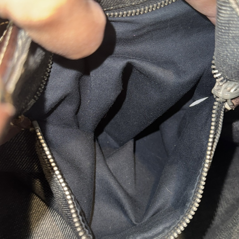 Authentic Prada Dark Denim and Brown Hobo Shoulder Bag - Picture 11 of 16